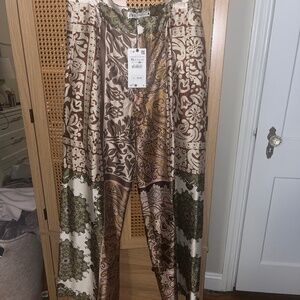 NWT Zara Patchwork Satin Trousers